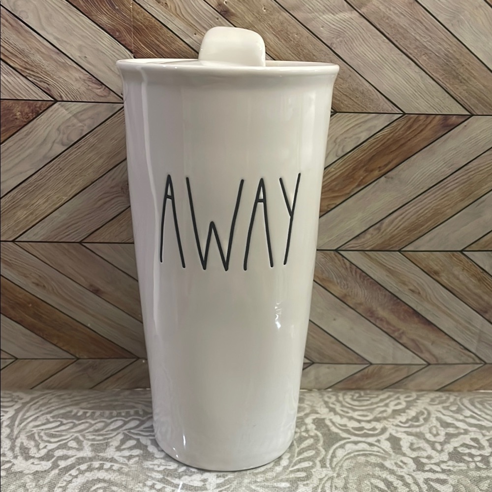 RAE DUNN by Magenta “AWAY”Ceramic Tumbler with‎ Lid or can use as VASE Farmhouse